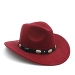 Load image into Gallery viewer, LUCKYLIANJI 100% Wool Felt  Kid Child / Women Men Western Cowboy Hat With Wide Brim Punk Leather Belt  Jazz Cap (61cm/57cm/54cm)
