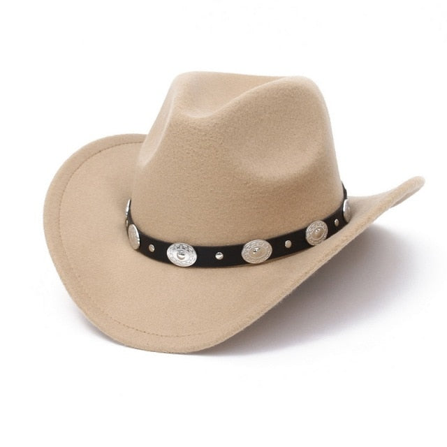 New Vintage Western Cowboy Hat For Men Wide Brim Cowboy Jazz Cap With Leather Belt Sombrero Cap Four Seasons