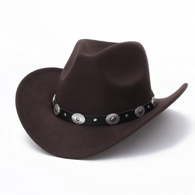 New Vintage Western Cowboy Hat For Men Wide Brim Cowboy Jazz Cap With Leather Belt Sombrero Cap Four Seasons