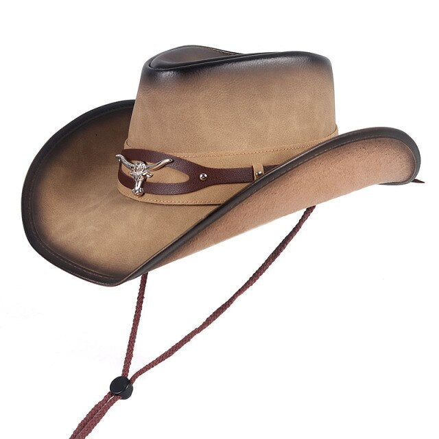 High Quality Western Cowboy Hat Men Women 2021 Faux Leather Cappello Classics Dad chapeau homme  Vaquero cowboy Vintage Cap