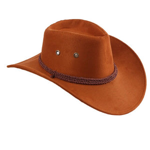 New Western Cowboy Cowgirl Hat Hero Style Retro Black Brown Red Faux Leather Men Women Riding Cap Wide Brim 58CM wholesale