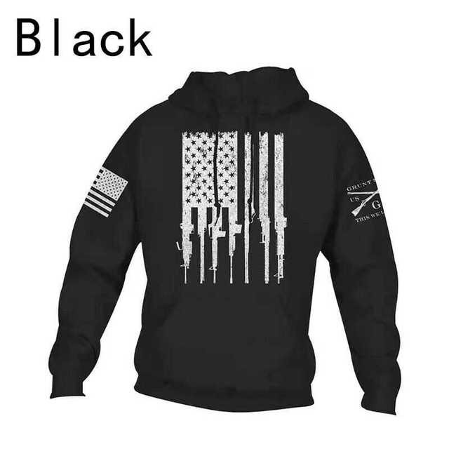 Size S-3XL Sweatshirt men's black grey patriot flag Pullover loose Hoodie Fashion Sweater