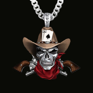 Vintage Men's Gothic Punk Cowboy Hat Skull Pendant Necklace HipHop Men's Rock Biker Party Jewelry Wholesale