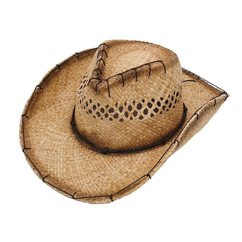 New Cowboy Hat Women Men Retro Raffia Straw Hats Summer Sun Hat Outdoor Sunshade Beach Hat Western Sombrero Panama Hat