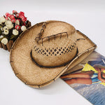 Load image into Gallery viewer, New Cowboy Hat Women Men Retro Raffia Straw Hats Summer Sun Hat Outdoor Sunshade Beach Hat Western Sombrero Panama Hat
