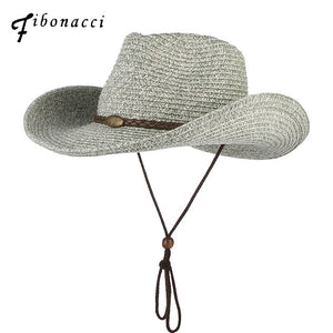 Fibonacci 2019 New Fashion Summer Sun Cowboy Hat Panama Folding Beach Wide Brim Cap for Men Women Straw Hats